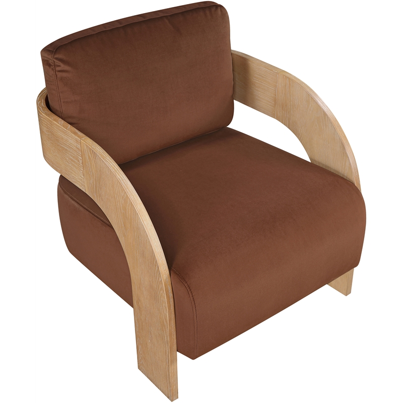 Meridian Furniture Cedra Cognac Velvet Performance Fabric Accent Chair