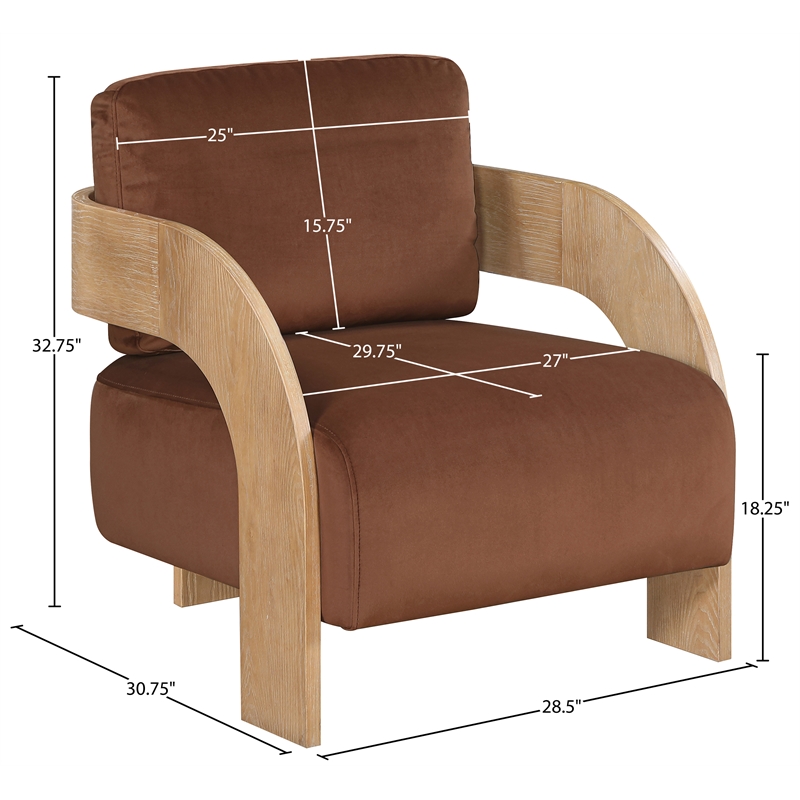 Meridian Furniture Cedra Cognac Velvet Performance Fabric Accent Chair