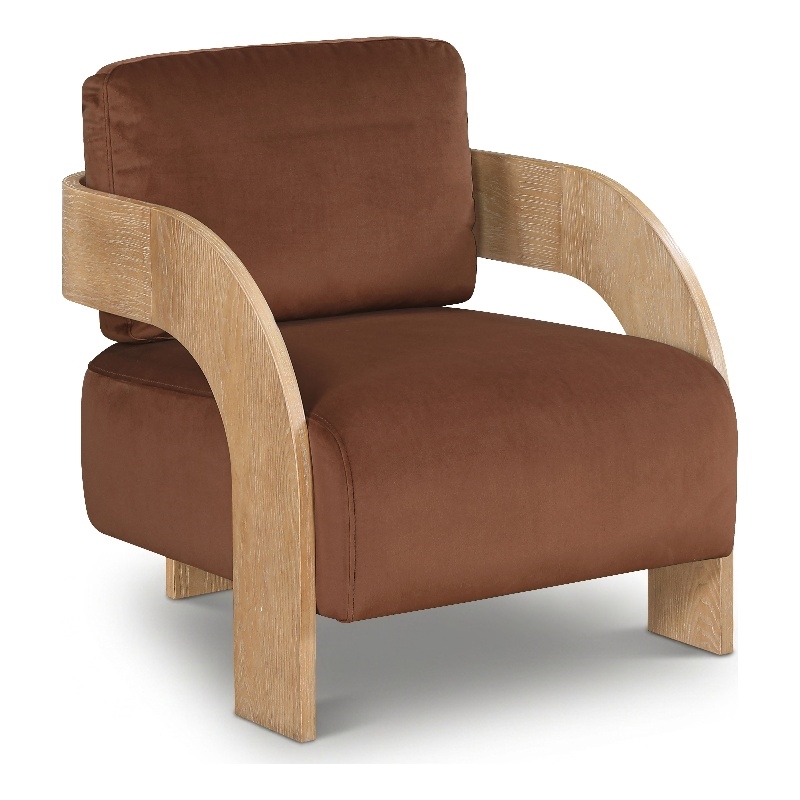 Meridian Furniture Cedra Cognac Velvet Performance Fabric Accent Chair