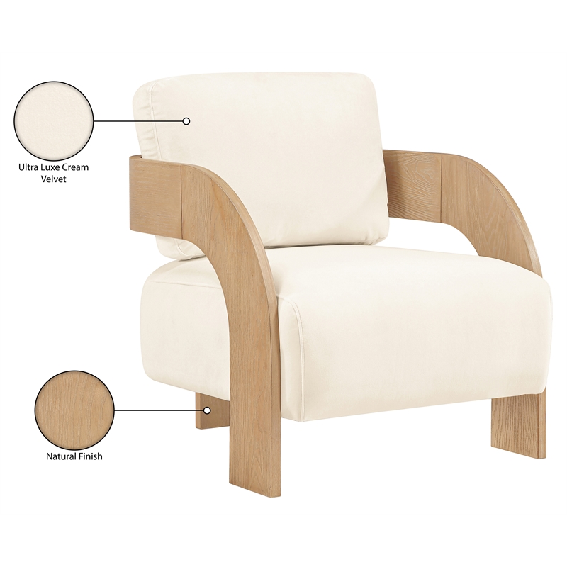 Meridian Furniture Cedra Cream Velvet Performance Fabric Accent Chair