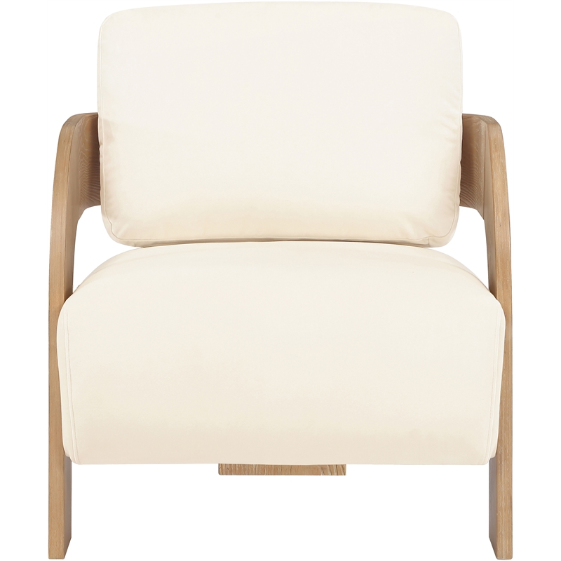 Meridian Furniture Cedra Cream Velvet Performance Fabric Accent Chair