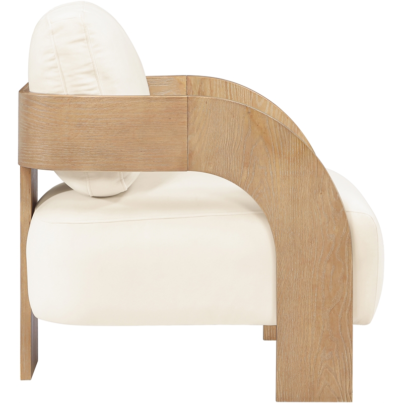 Meridian Furniture Cedra Cream Velvet Performance Fabric Accent Chair