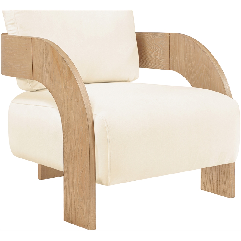 Meridian Furniture Cedra Cream Velvet Performance Fabric Accent Chair
