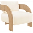 Meridian Furniture Cedra Cream Velvet Performance Fabric Accent Chair