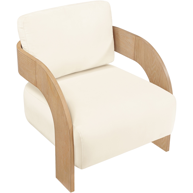 Meridian Furniture Cedra Cream Velvet Performance Fabric Accent Chair