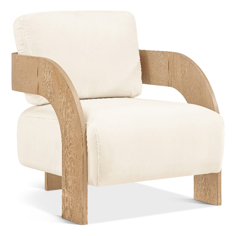 Meridian Furniture Cedra Cream Velvet Performance Fabric Accent Chair