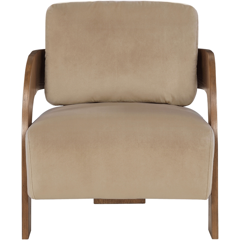 Meridian Furniture Cedra Beige Velvet Performance Fabric Accent Chair