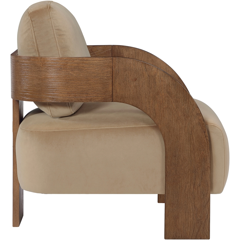 Meridian Furniture Cedra Beige Velvet Performance Fabric Accent Chair