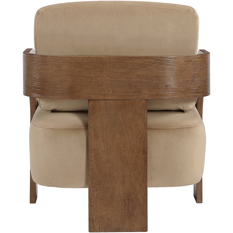 Meridian Furniture Cedra Beige Velvet Performance Fabric Accent Chair