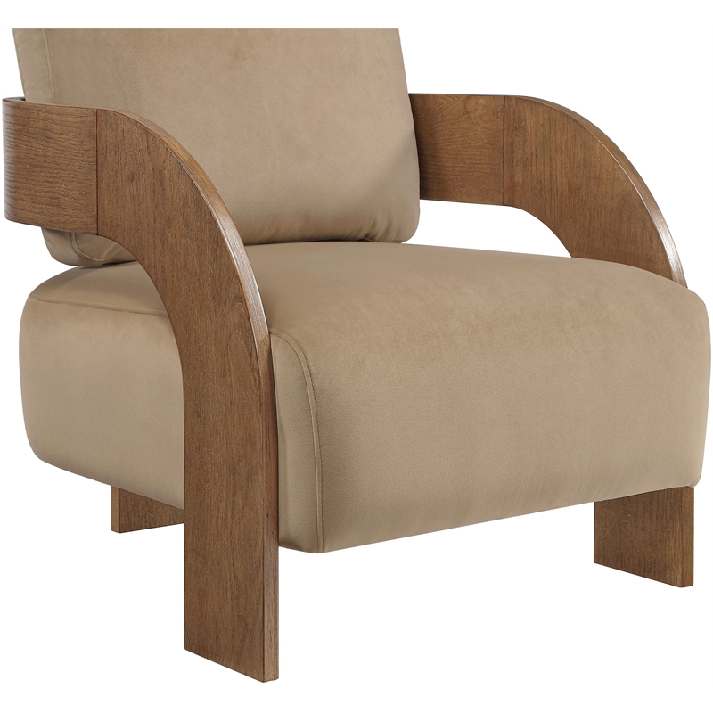 Meridian Furniture Cedra Beige Velvet Performance Fabric Accent Chair