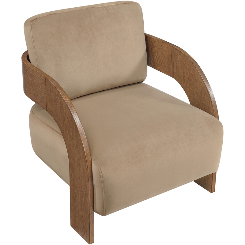Meridian Furniture Cedra Beige Velvet Performance Fabric Accent Chair