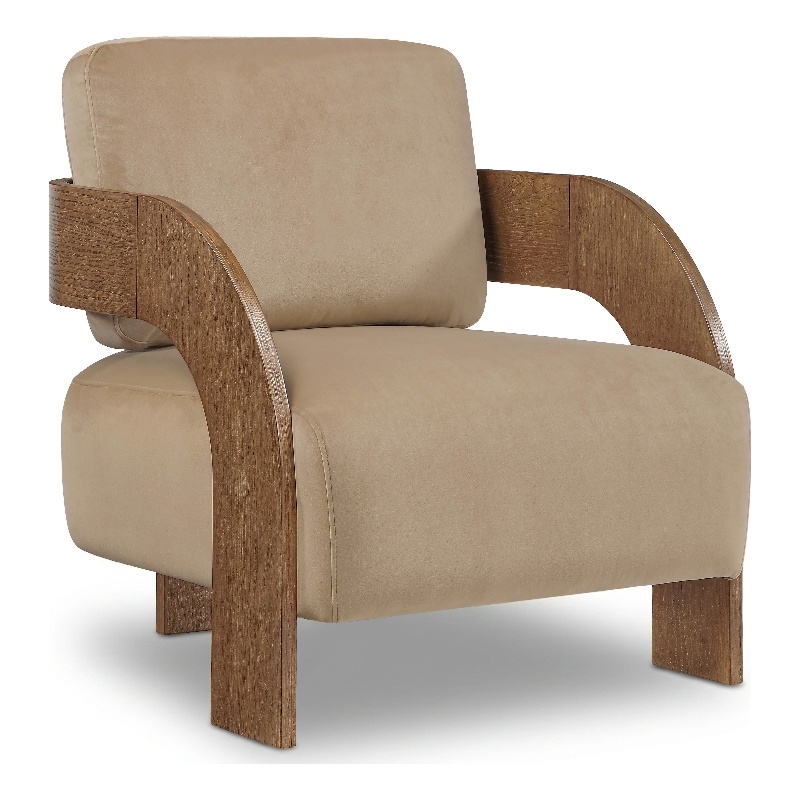 Meridian Furniture Cedra Beige Velvet Performance Fabric Accent Chair
