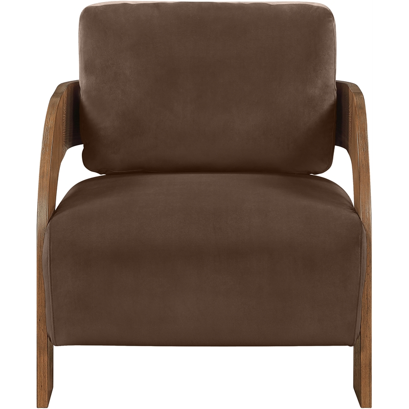 Meridian Furniture Cedra Brown Velvet Performance Fabric Accent Chair