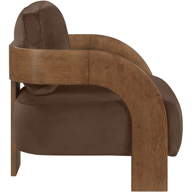 Meridian Furniture Cedra Brown Velvet Performance Fabric Accent Chair