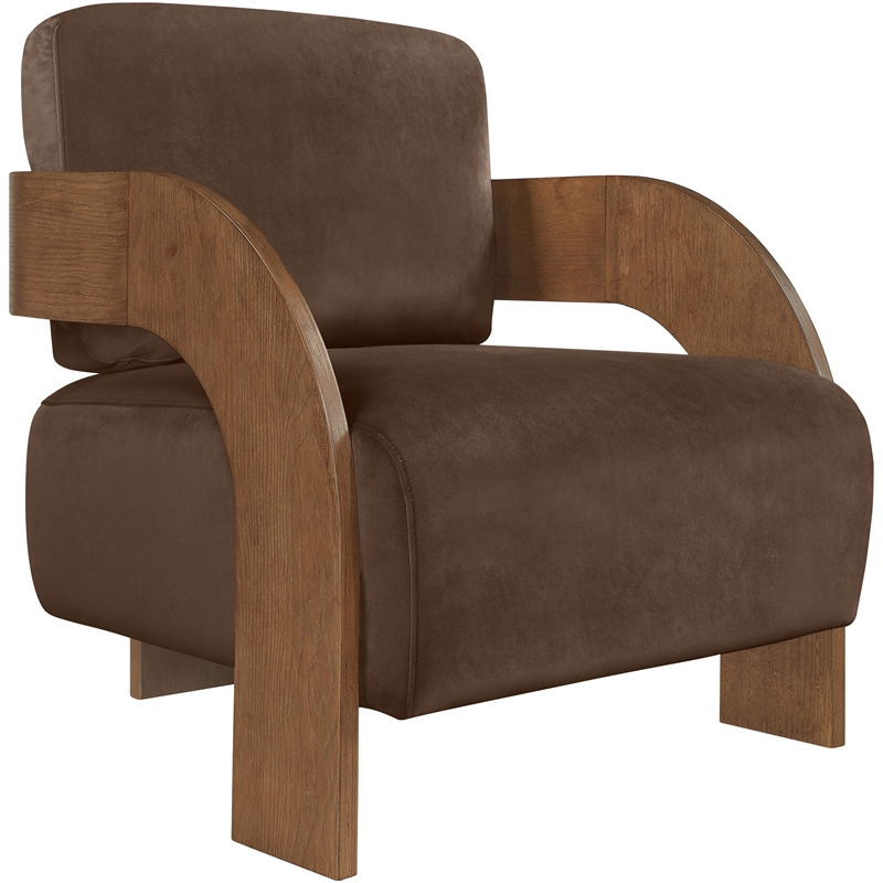 Meridian Furniture Cedra Brown Velvet Performance Fabric Accent Chair