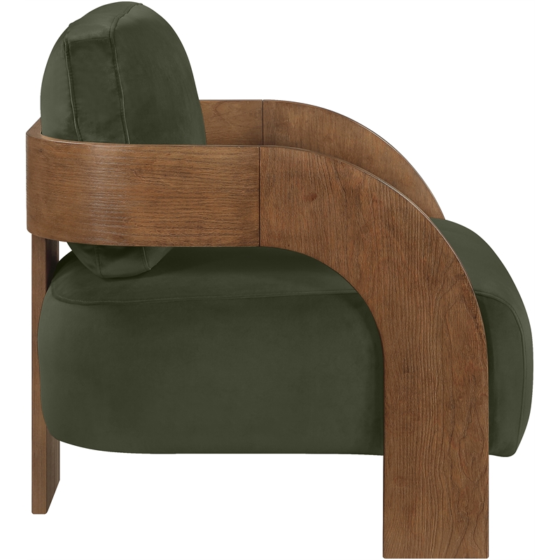 Meridian Furniture Cedra Green Velvet Performance Fabric Accent Chair