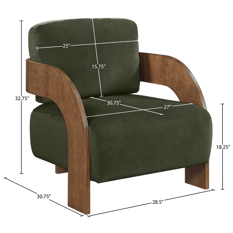 Meridian Furniture Cedra Green Velvet Performance Fabric Accent Chair