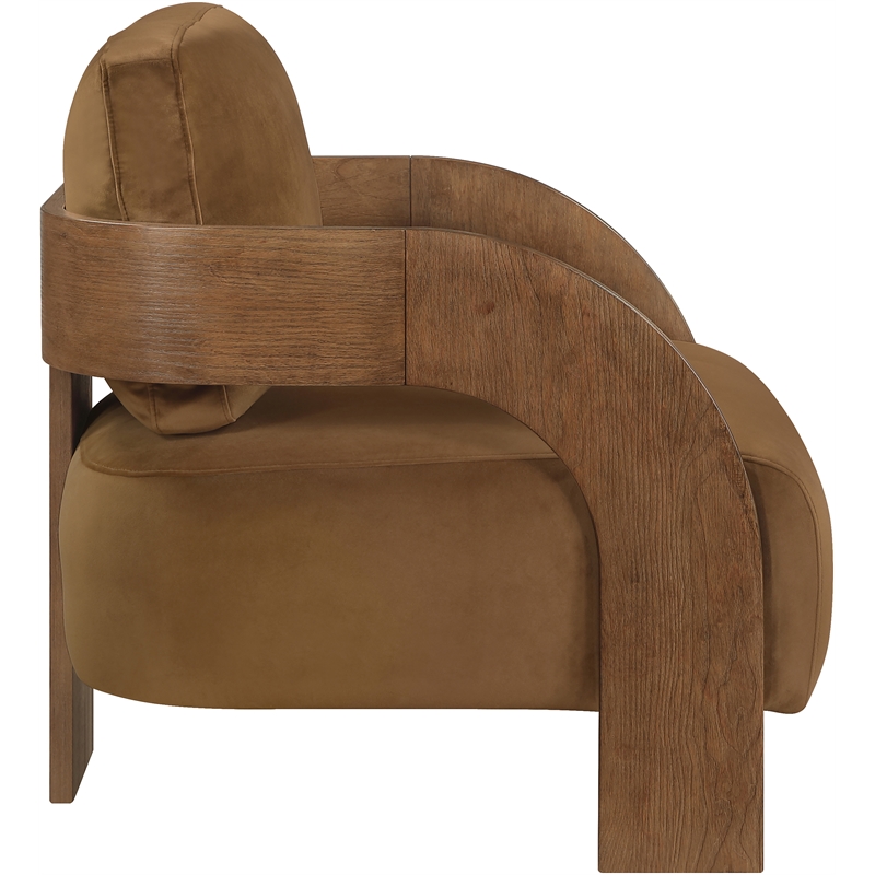 Meridian Furniture Cedra Saddle Velvet Performance Fabric Accent Chair