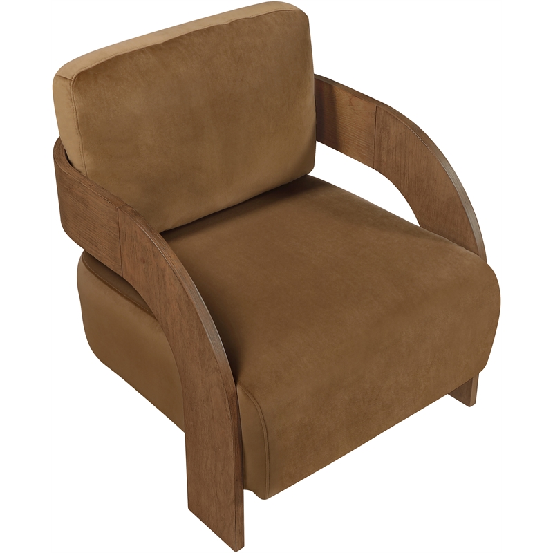 Meridian Furniture Cedra Saddle Velvet Performance Fabric Accent Chair