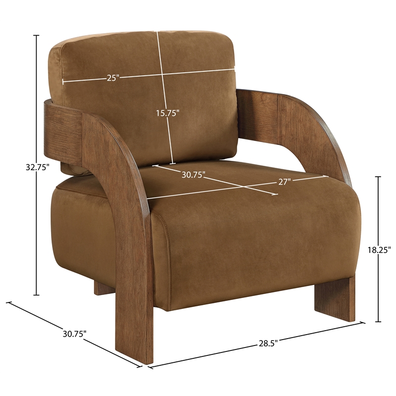 Meridian Furniture Cedra Saddle Velvet Performance Fabric Accent Chair