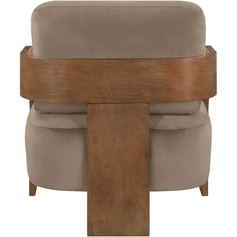 Meridian Furniture Cedra Taupe Velvet Performance Fabric Accent Chair