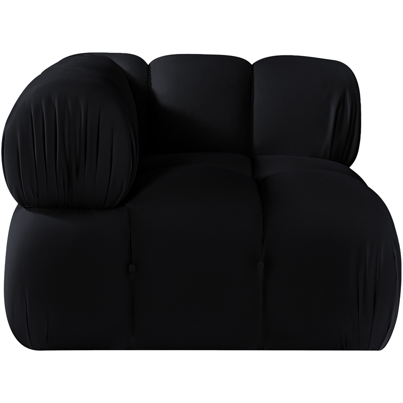 Meridian Furniture Orin Black Velvet Performance Fabric Modular Corner Chair