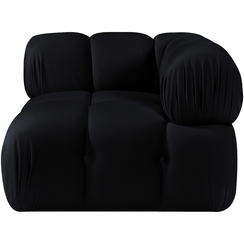 Meridian Furniture Orin Black Velvet Performance Fabric Modular Corner Chair