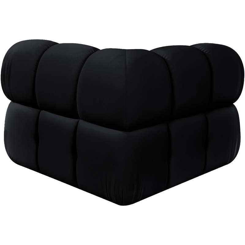 Meridian Furniture Orin Black Velvet Performance Fabric Modular Corner Chair