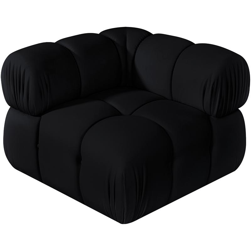 Meridian Furniture Orin Black Velvet Performance Fabric Modular Corner Chair