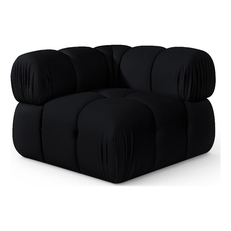 Meridian Furniture Orin Black Velvet Performance Fabric Modular Corner Chair