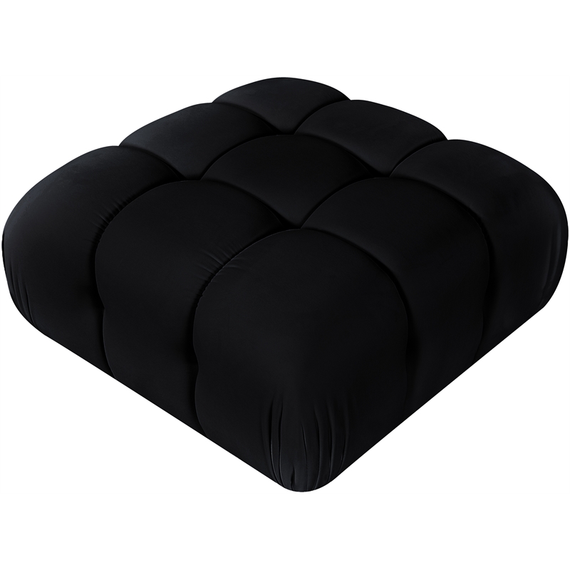 Meridian Furniture Orin Black Velvet Performance Fabric Modular Ottoman