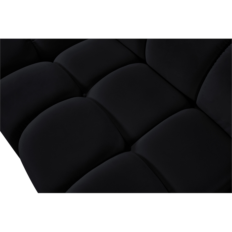 Meridian Furniture Orin Black Velvet Performance Fabric Modular Ottoman