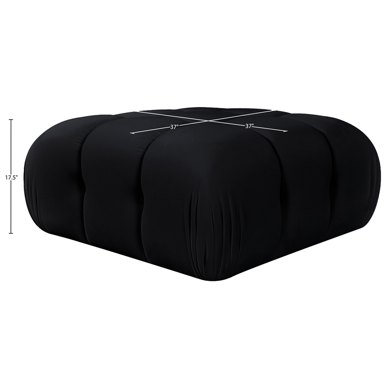 Meridian Furniture Orin Black Velvet Performance Fabric Modular Ottoman
