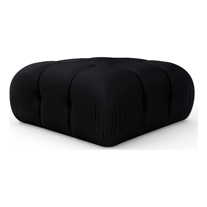 Meridian Furniture Orin Black Velvet Performance Fabric Modular Ottoman