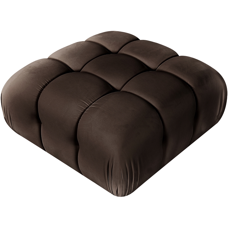 Meridian Furniture Orin Brown Velvet Performance Fabric Modular Ottoman