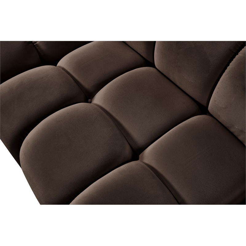 Meridian Furniture Orin Brown Velvet Performance Fabric Modular Ottoman