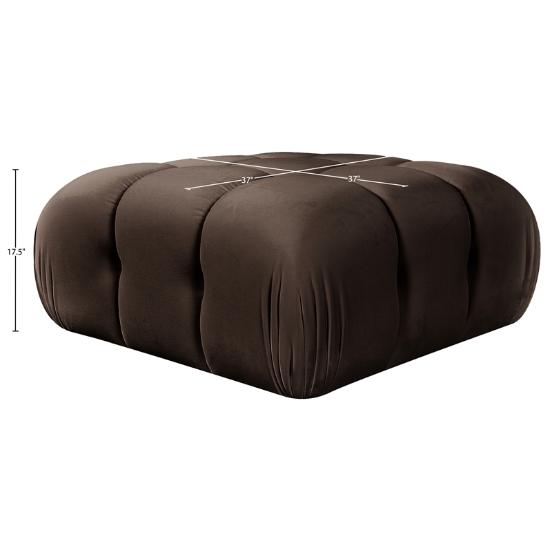 Meridian Furniture Orin Brown Velvet Performance Fabric Modular Ottoman