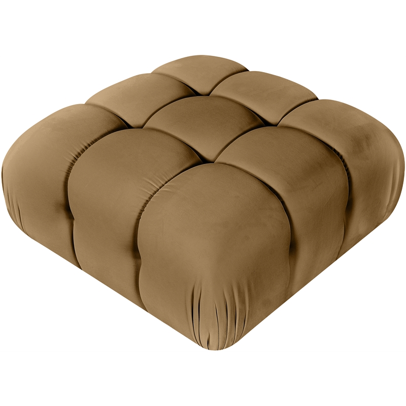 Meridian Furniture Orin Saddle Velvet Performance Fabric Modular Ottoman
