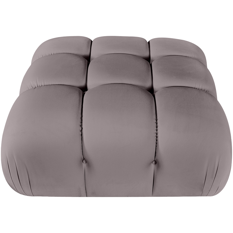 Meridian Furniture Orin Taupe Velvet Performance Fabric Modular Ottoman