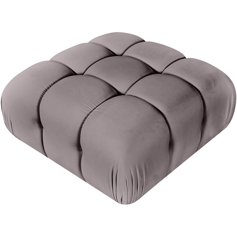 Meridian Furniture Orin Taupe Velvet Performance Fabric Modular Ottoman