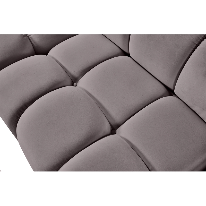 Meridian Furniture Orin Taupe Velvet Performance Fabric Modular Ottoman
