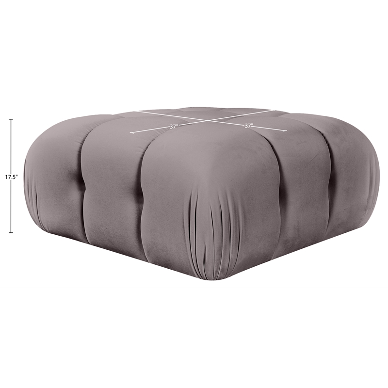 Meridian Furniture Orin Taupe Velvet Performance Fabric Modular Ottoman