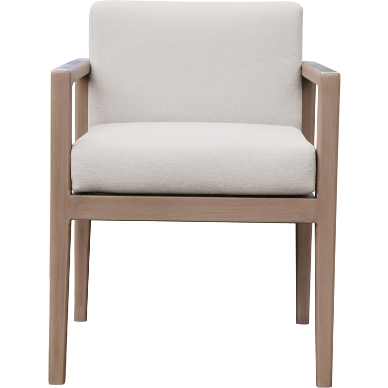 Meridian Furniture Solace Cream Performance Fabric Patio Dining Arm Chair