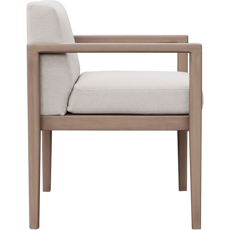 Meridian Furniture Solace Cream Performance Fabric Patio Dining Arm Chair