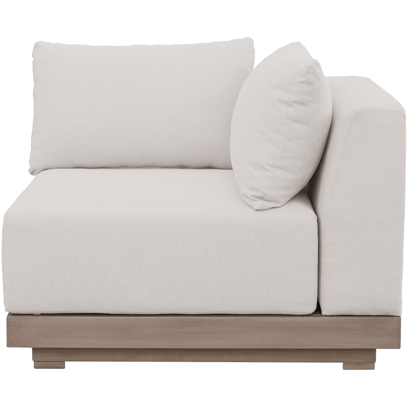 Meridian Furniture Solace Cream Performance Fabric Patio Modular Corner Chair