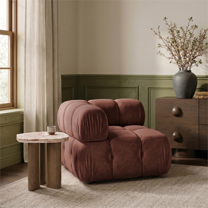 Meridian Furniture Orin Rose Velvet Performance Fabric Modular Corner Chair