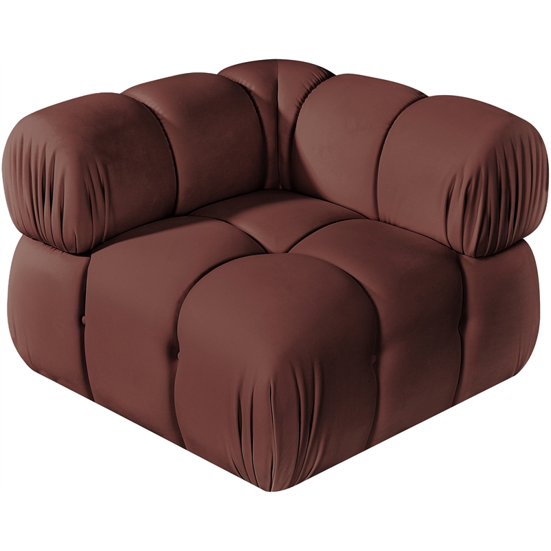 Meridian Furniture Orin Rose Velvet Performance Fabric Modular Corner Chair