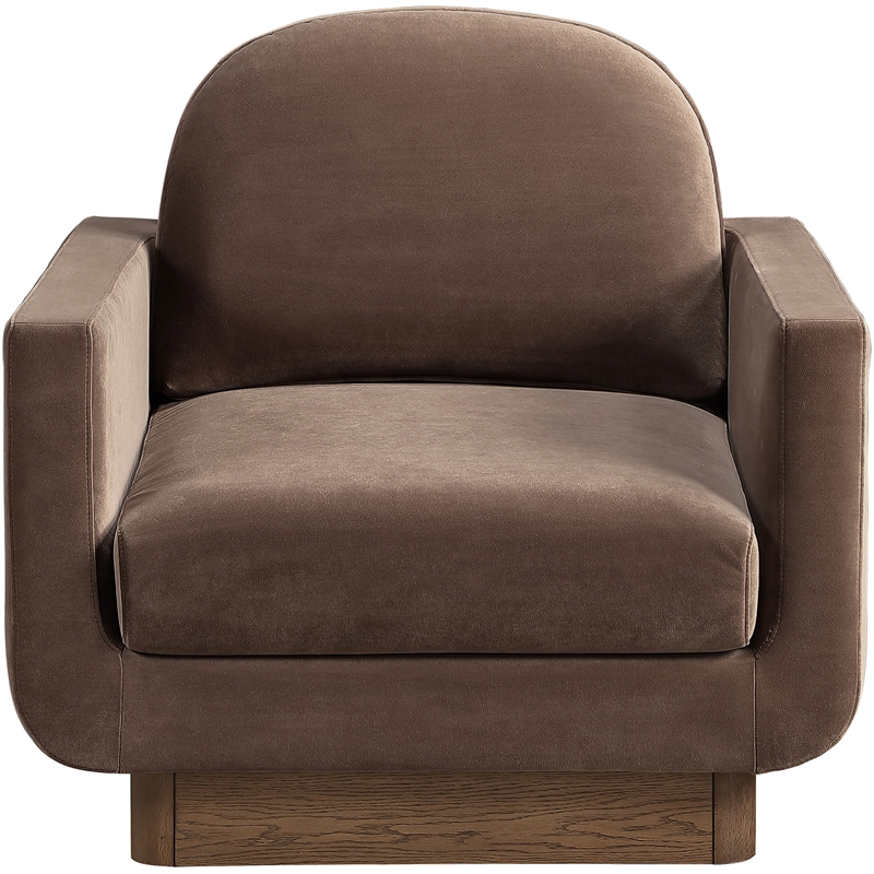 Meridian Furniture Diviento Brown Velvet Performance Fabric Accent Chair