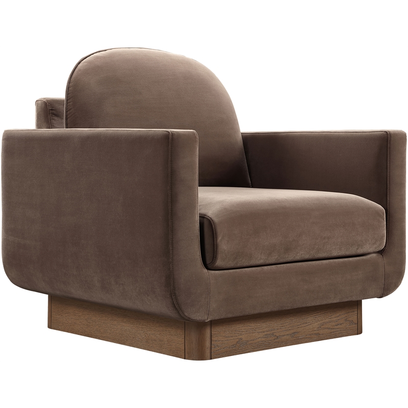 Meridian Furniture Diviento Brown Velvet Performance Fabric Accent Chair