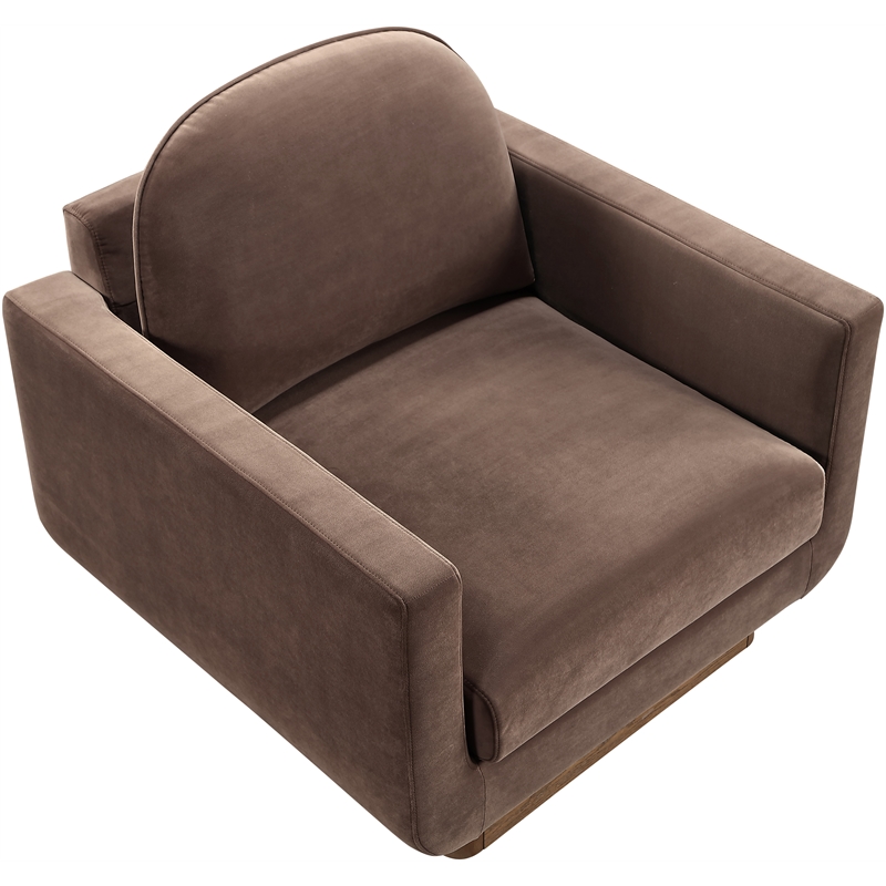 Meridian Furniture Diviento Brown Velvet Performance Fabric Accent Chair